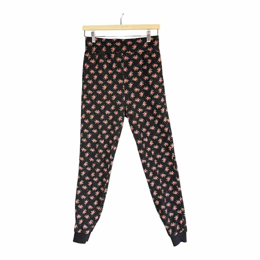 Alice + Olivia Floral Slim Joggers XS High Rise Athleisure Pants Dark Romantic